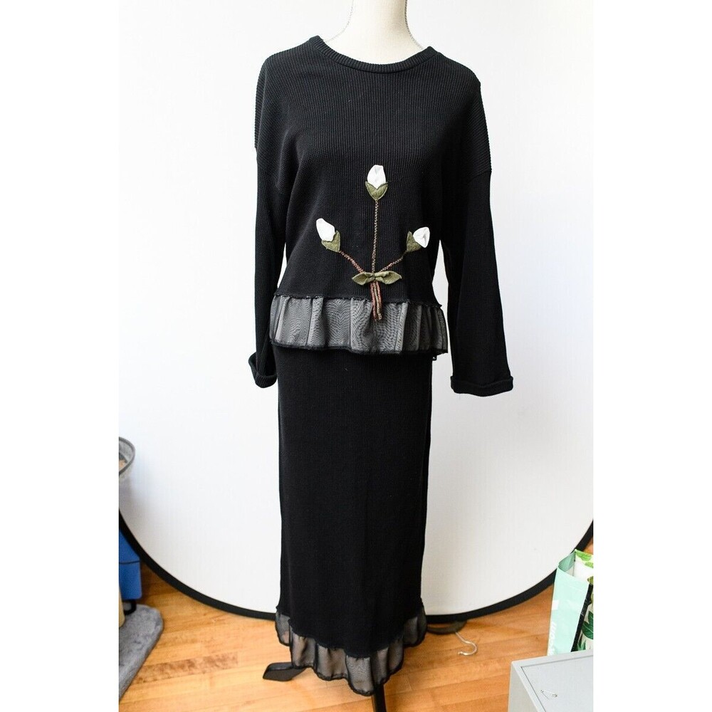 Handmade in USA one of a kind skirt tunic 2 pc Set size 2 oversize top cottage